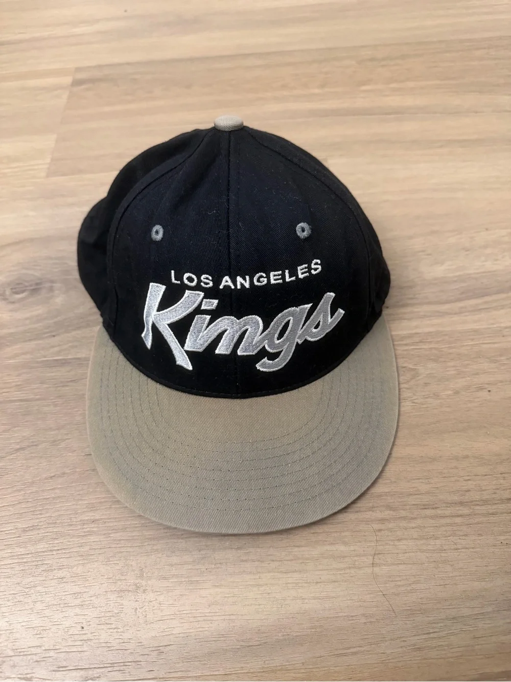 Los Angeles Kings Script Logo Snapback Hat - Black & Gray